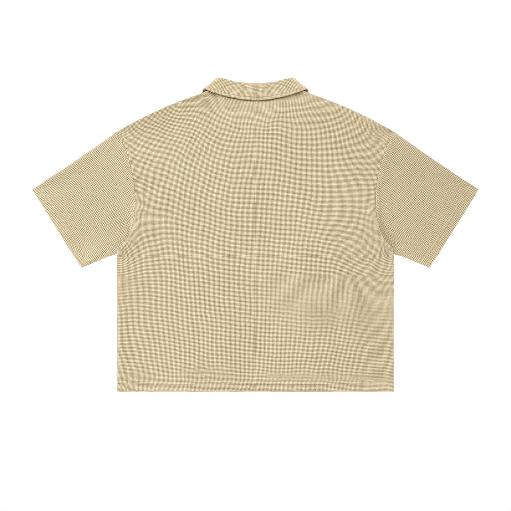 waffle knitted boxy polo