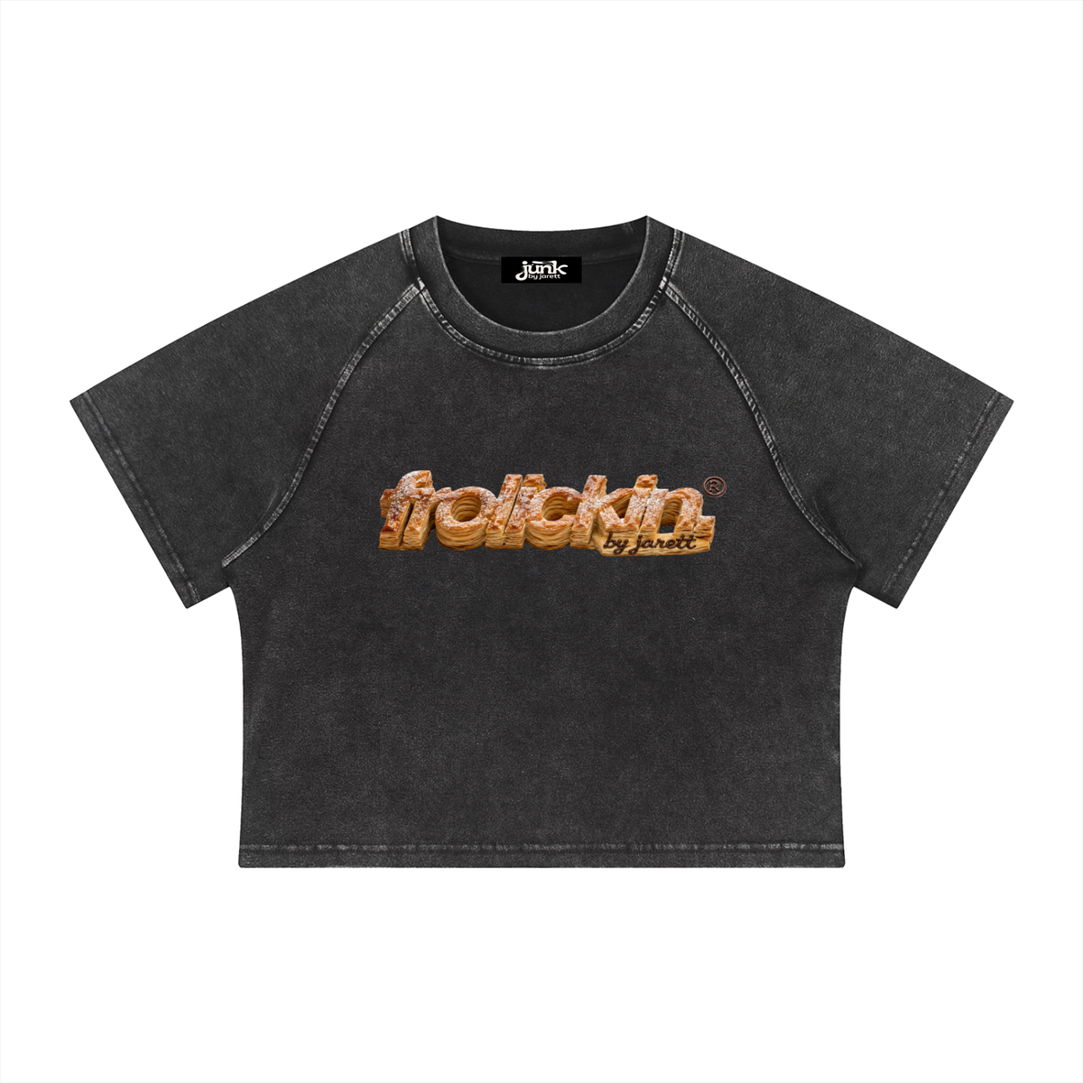 CAKED UP Women's Mineral Wash Raglan Crop T-Shirt