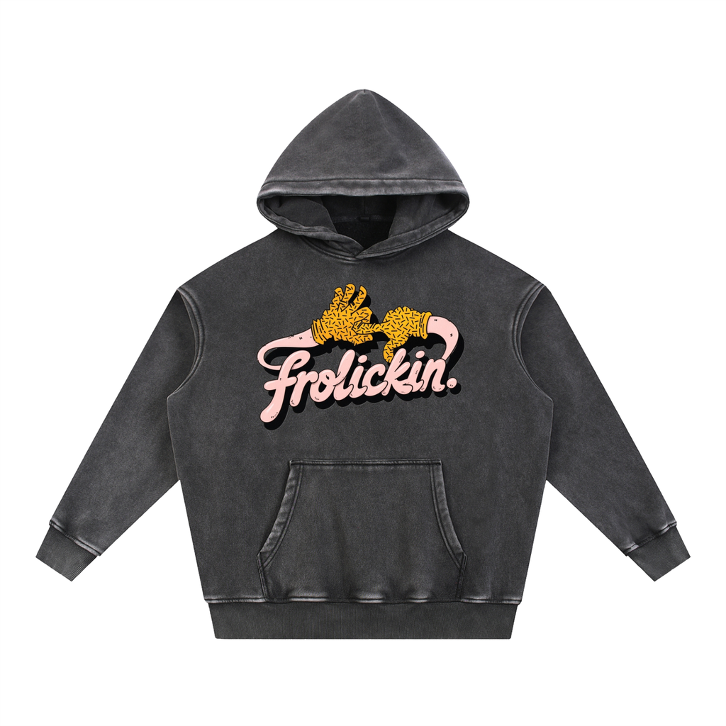 FANGA POPPIN Snow Wash Fleece Oversize Hoodie