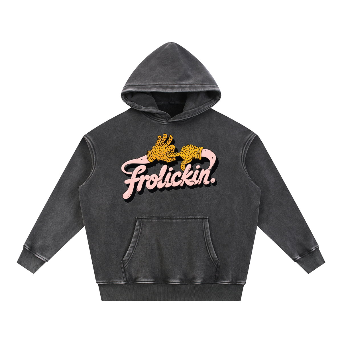 FANGA POPPIN Snow Wash Fleece Oversize Hoodie
