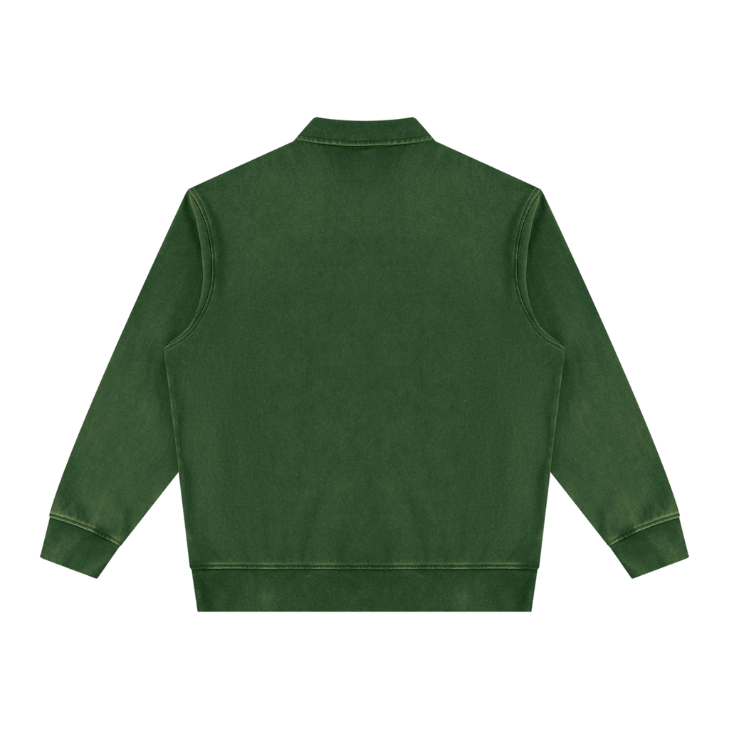 vintage wash quarter zip polo sweatshirt