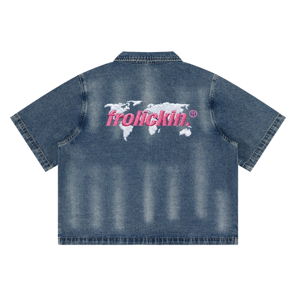full zip denim shirt