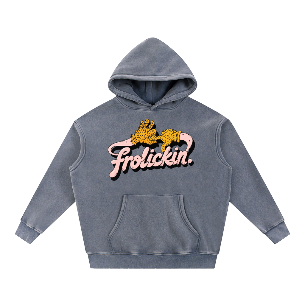 FANGA POPPIN Snow Wash Fleece Oversize Hoodie