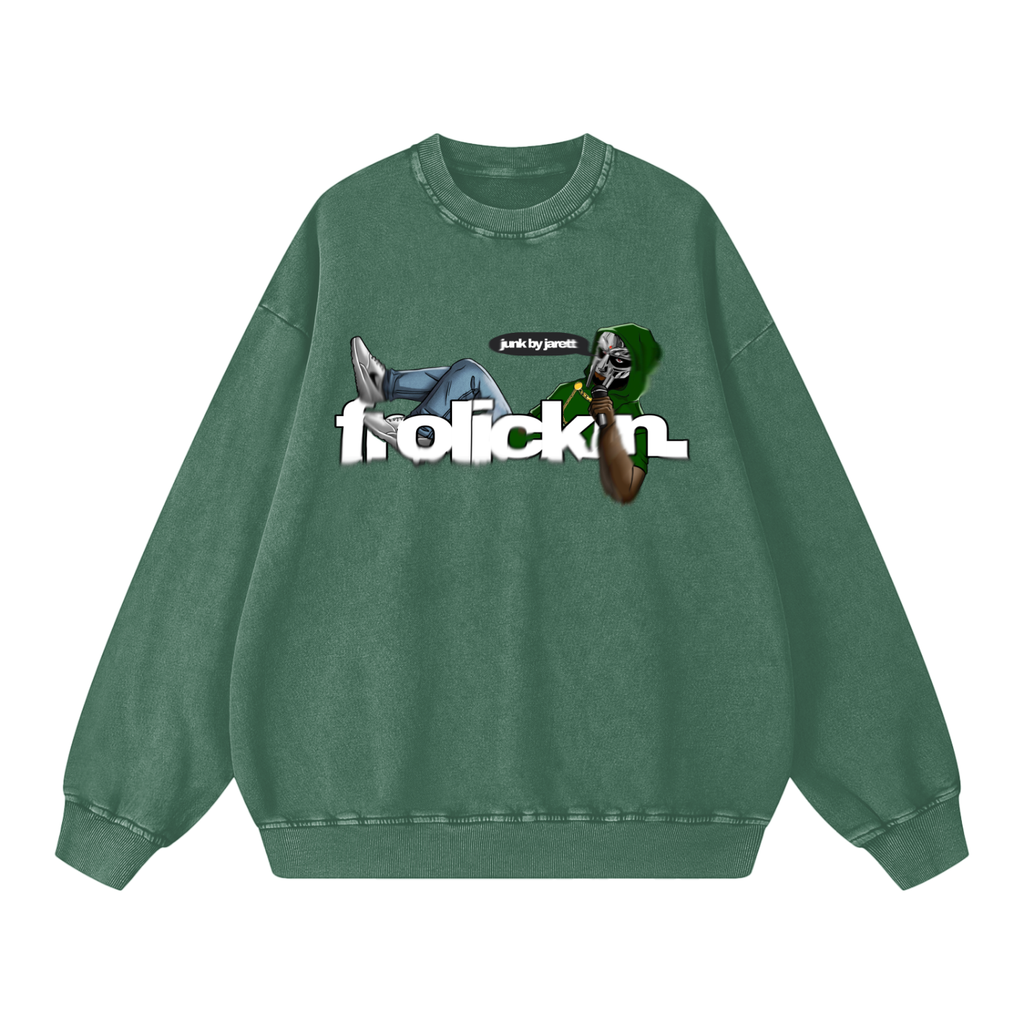 MF DOOM — Snow Washed Oversized Sweatshirt