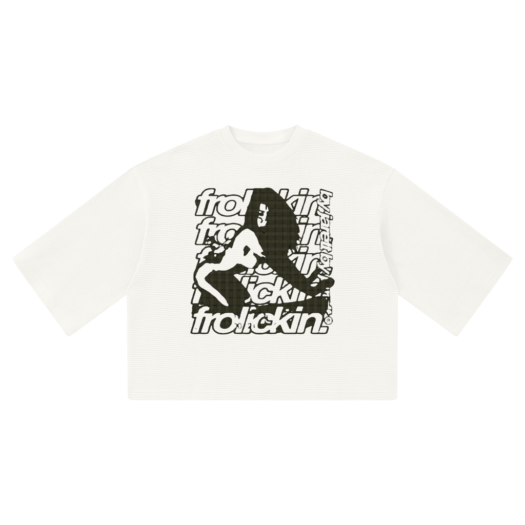 JEEZ LOOEEZ Waffle Boxy Half Sleever T-Shirt