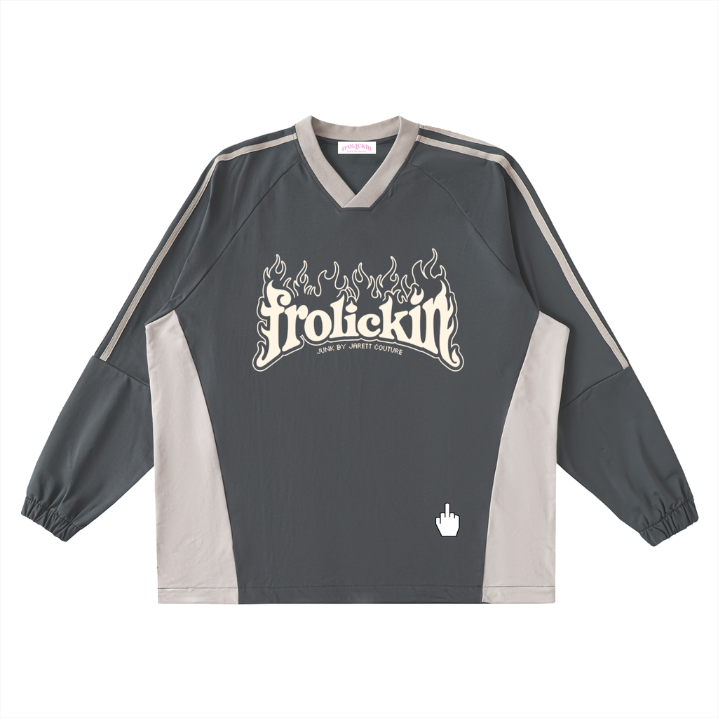 Color-Block V-Neck Long-Sleeve T-Shirt