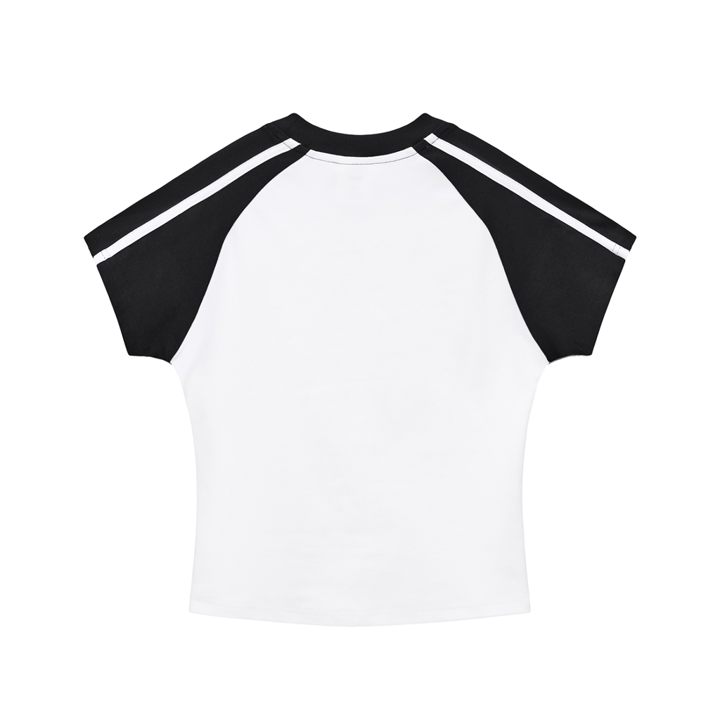 SPEED RACER women’s Contrast Stripes Bodycon Raglan Sleeve T-Shirt