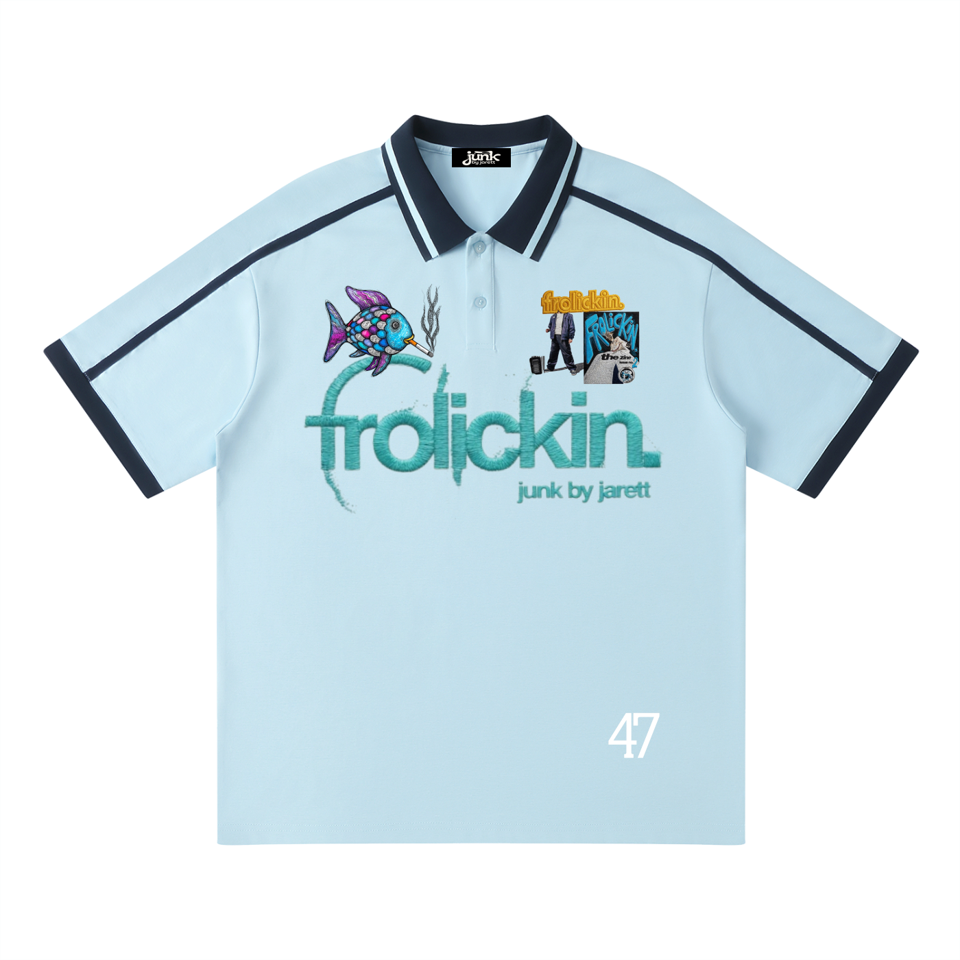 frolickin fisherman’s polo jersey