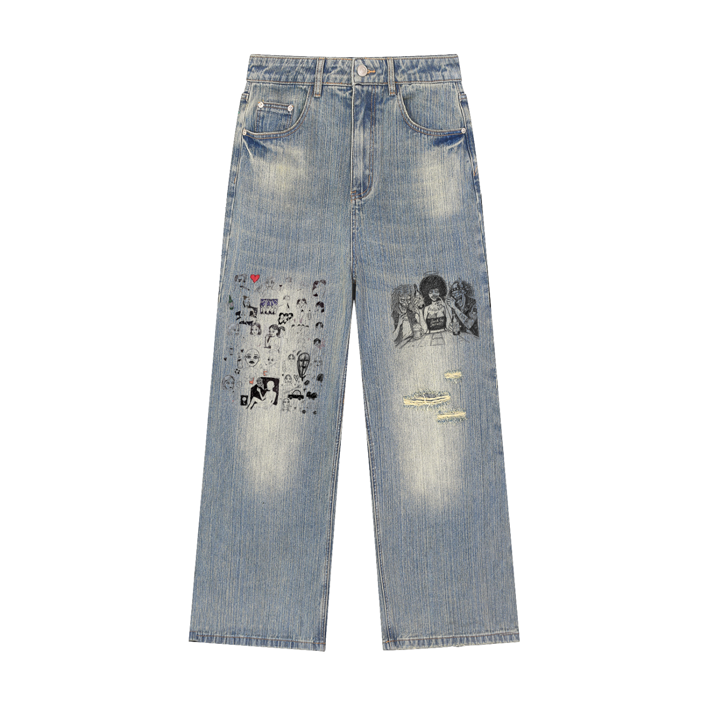 drawn on jeans