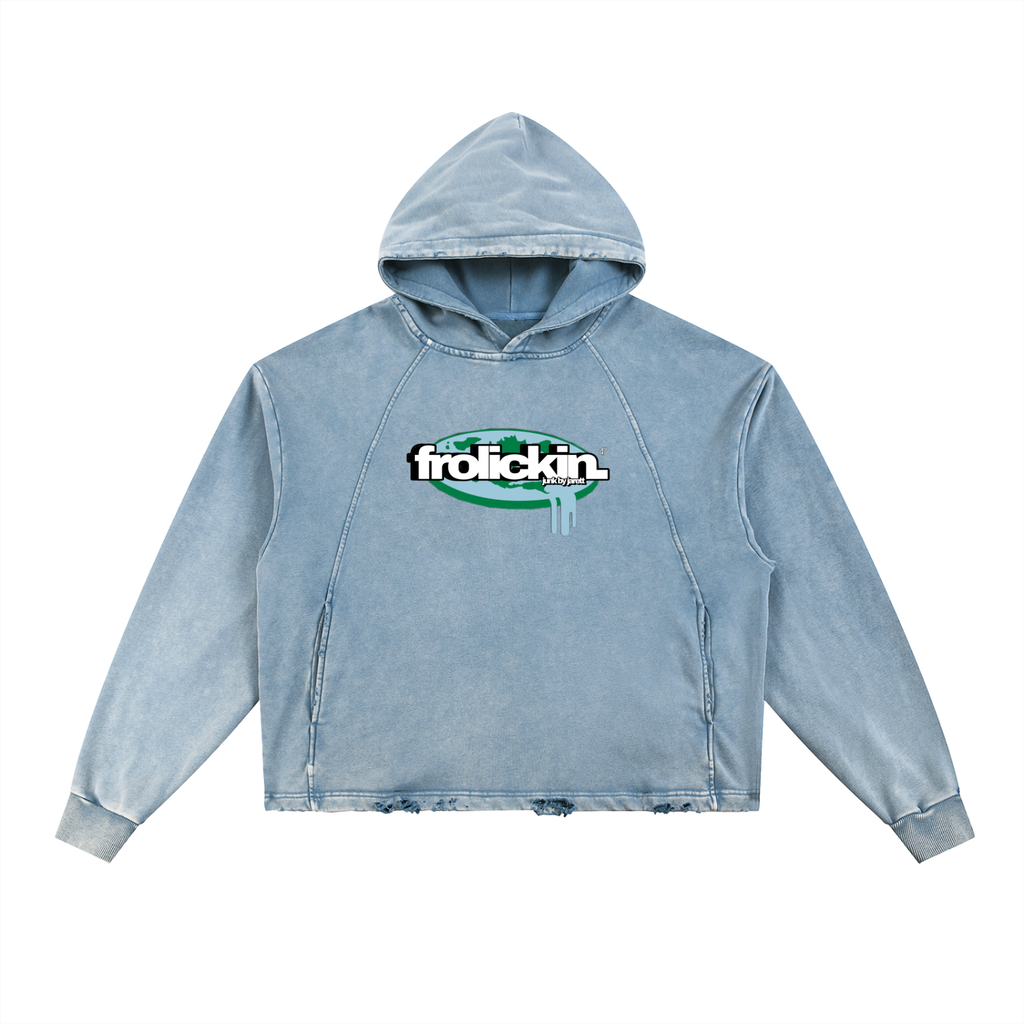 flat earther’s hand freyed hoodie