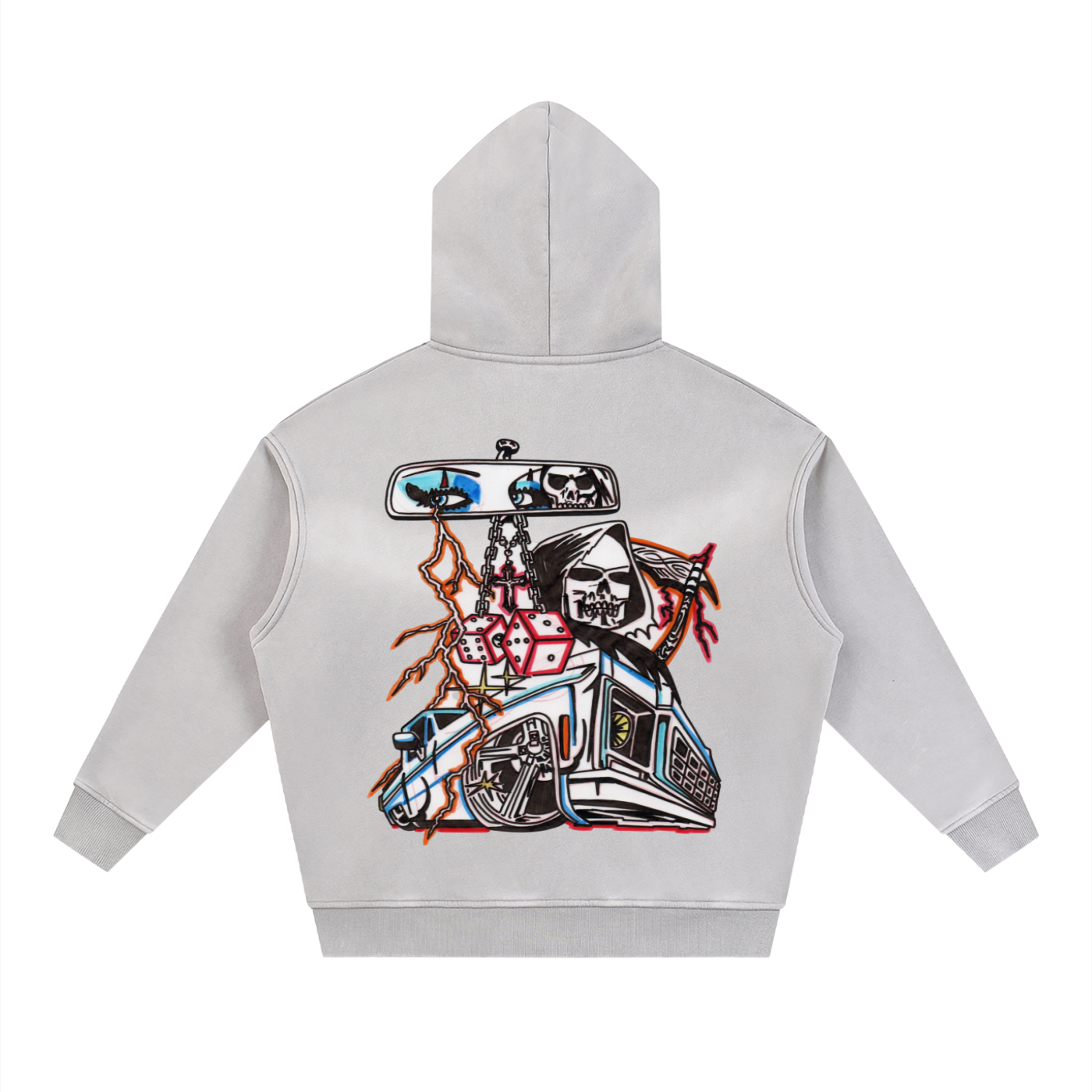 PUSHIN & PIMPIN two way zipper fleece hoodie