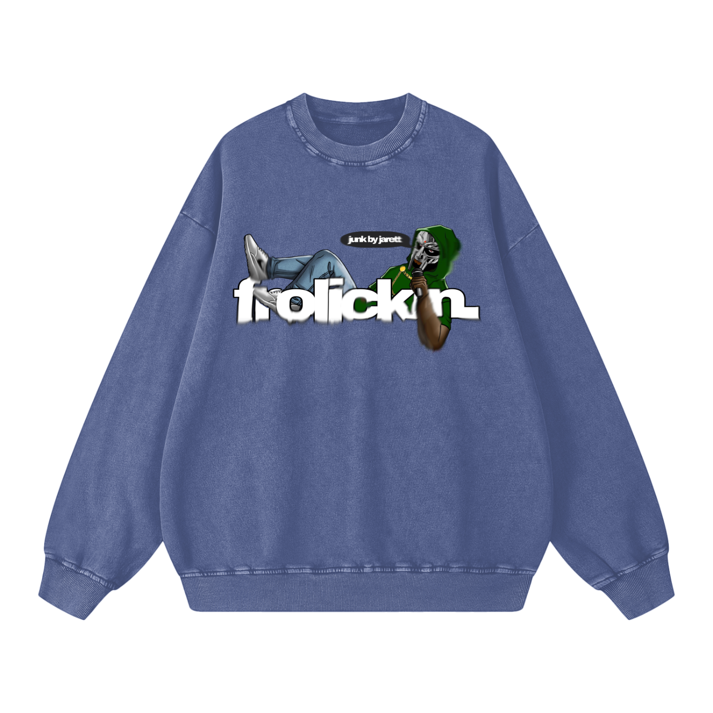 MF DOOM — Snow Washed Oversized Sweatshirt