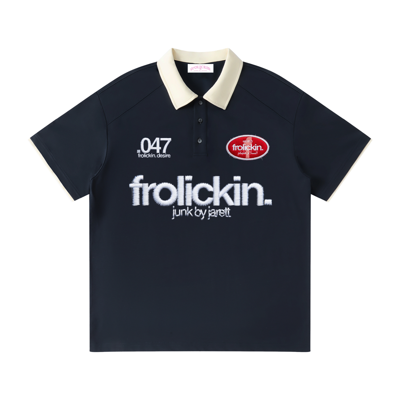 .047 Contrast Collar Raglan Polo Shirt