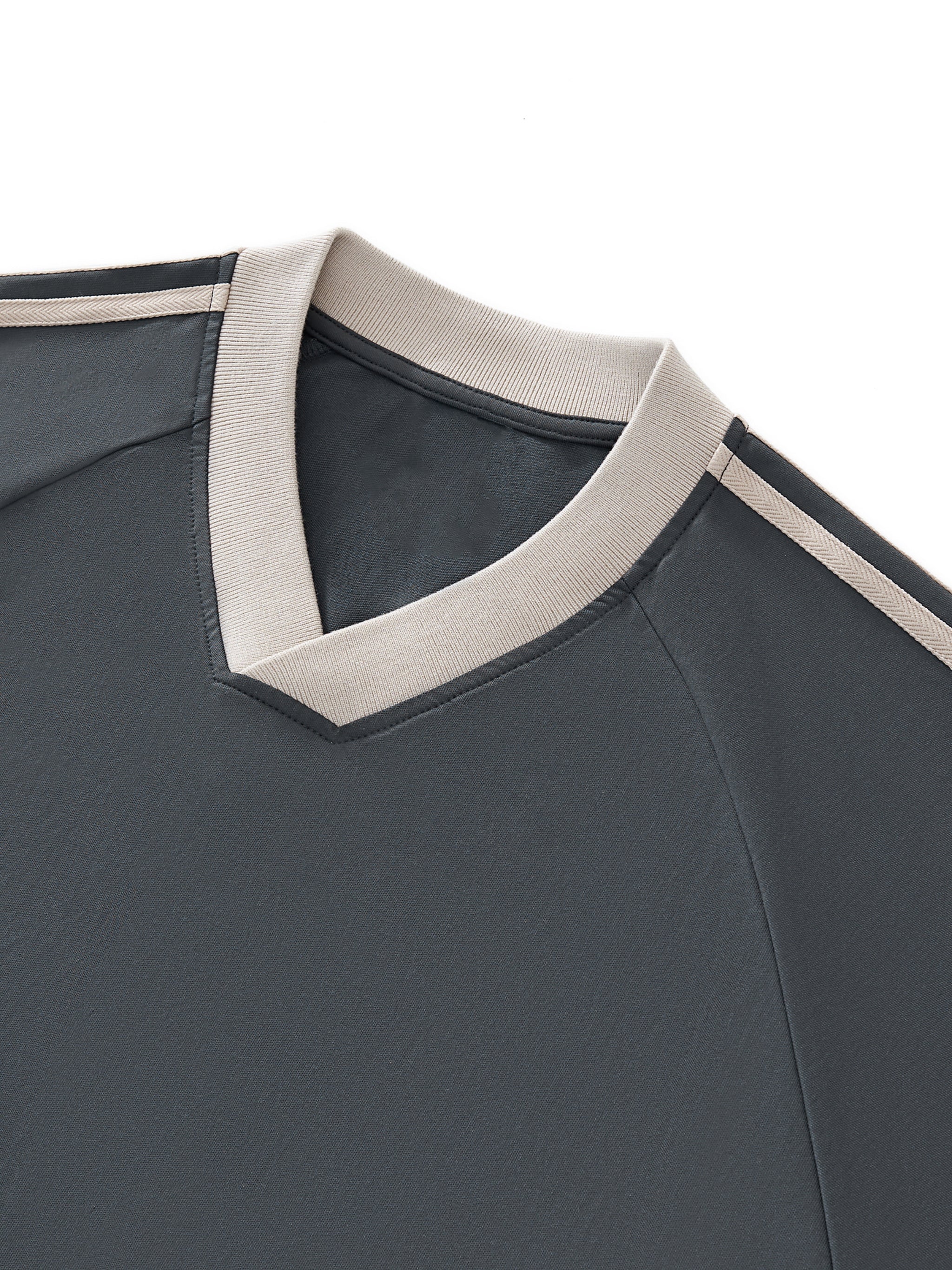 Color-Block V-Neck Long-Sleeve T-Shirt