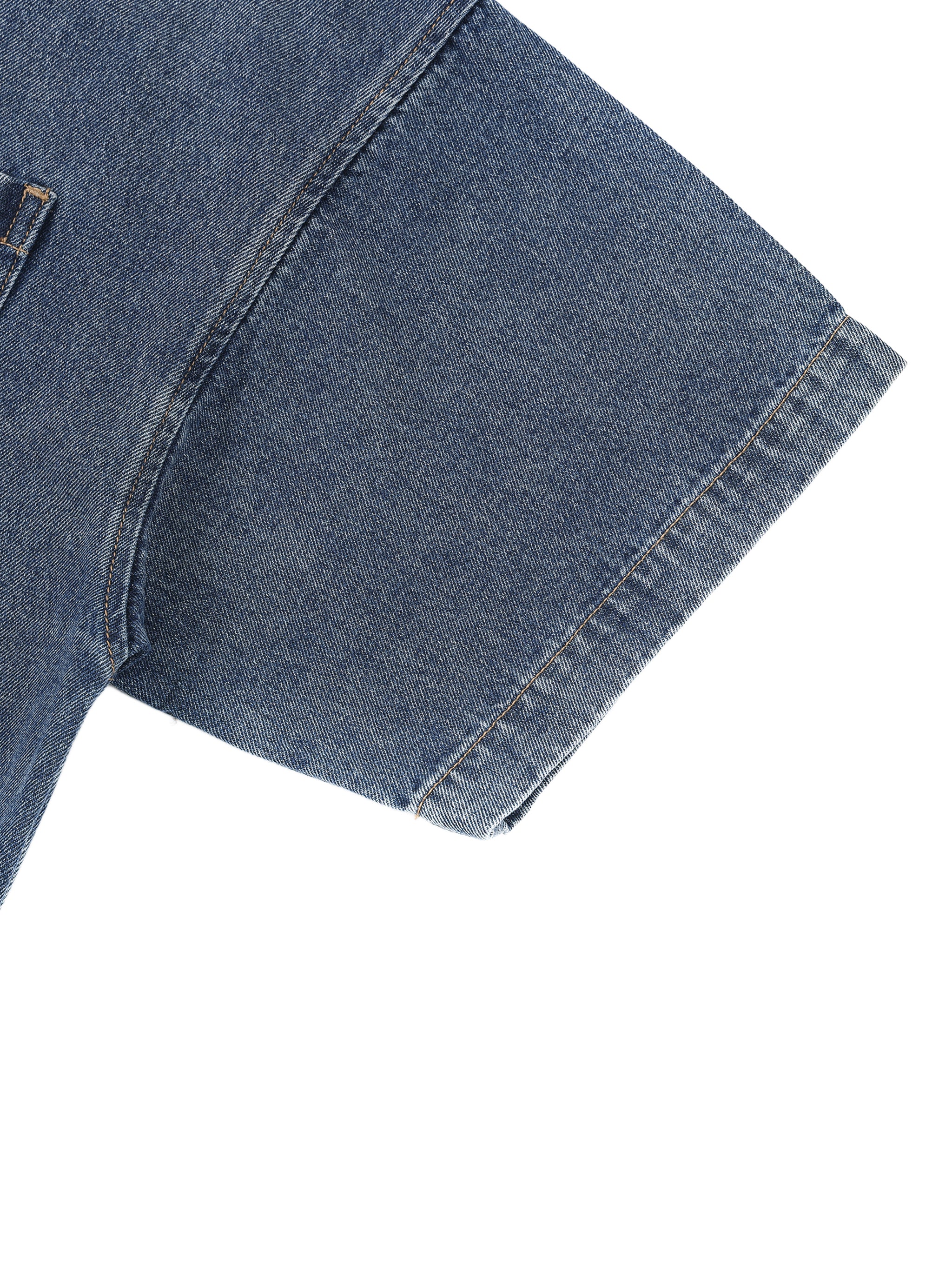 boxy quarter zip denim polo